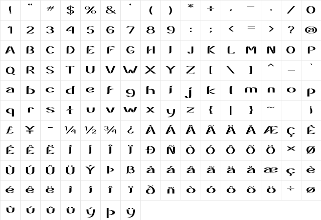 Eesil Extra-expanded Regular Character Map