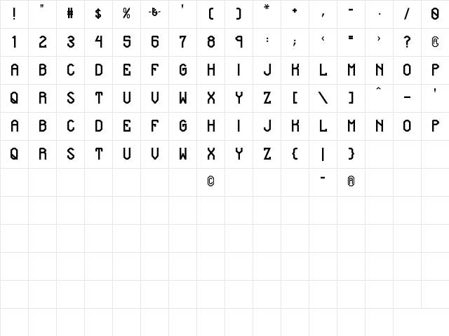 EE-Skyline Regular Character Map