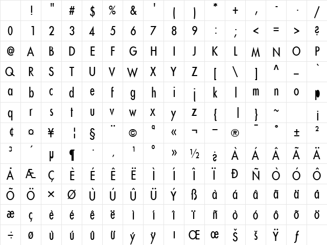 EfromCond Normal Character Map