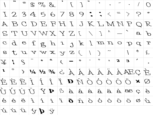 EggBeater86 Bold Character Map EggBeater86 Bold Character Map