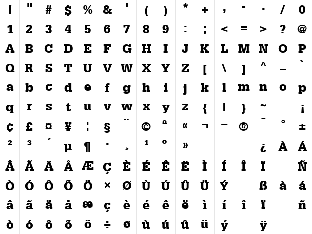 EgotistBlack Normal Character Map