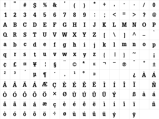 EgotistCond Bold Character Map