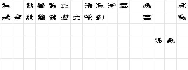 EileensMediumZodiac-Regular Regular Character Map