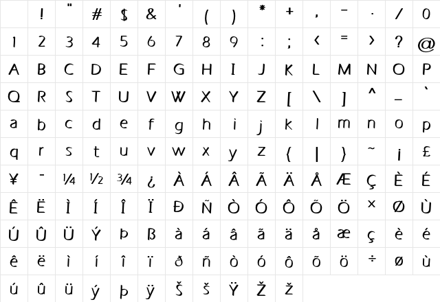 Eksel Bold Character Map Eksel Bold Character Map