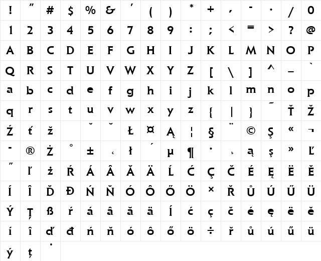 ElanItcTEEMed Regular Character Map