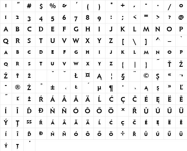 ElanSCItcTEEMed Regular Character Map