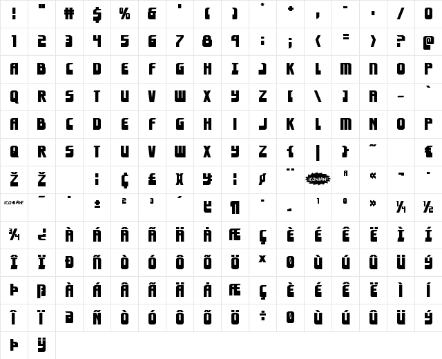Eldebaran Expanded Expanded Character Map
