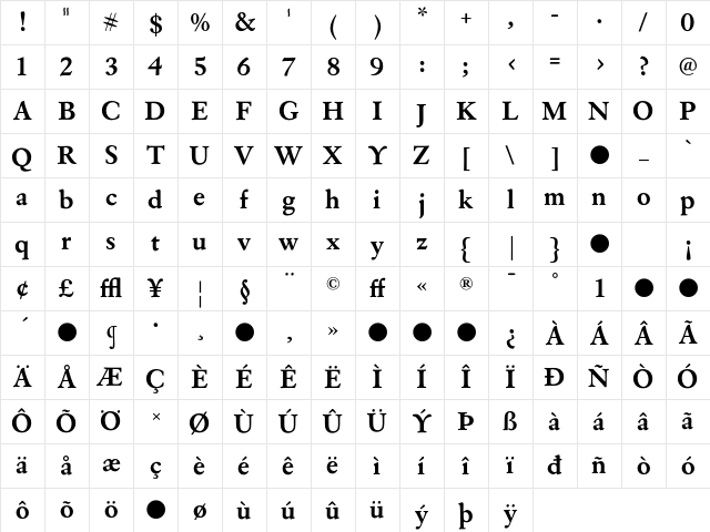 Eldorado Bold Character Map