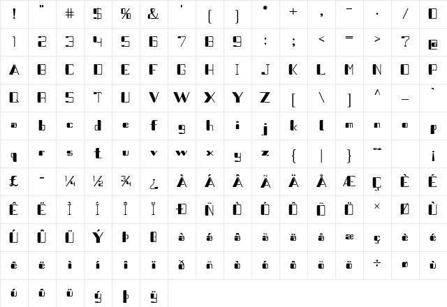 Electrico Bold Character Map