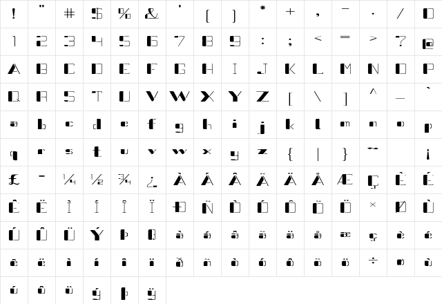 Electrico Expanded Regular Character Map