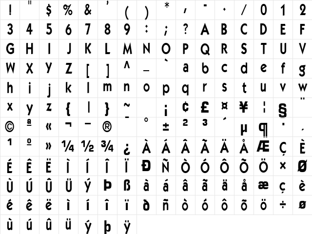 Elegance Regular Character Map