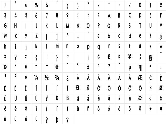 Elegance Regular Character Map