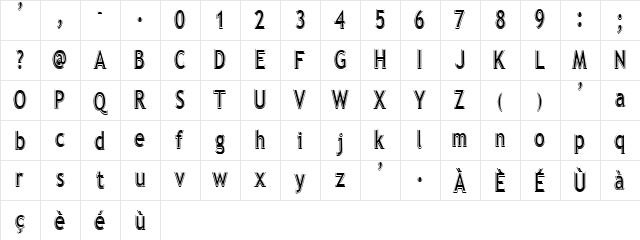 Elegante Regular Character Map Elegante Regular Character Map