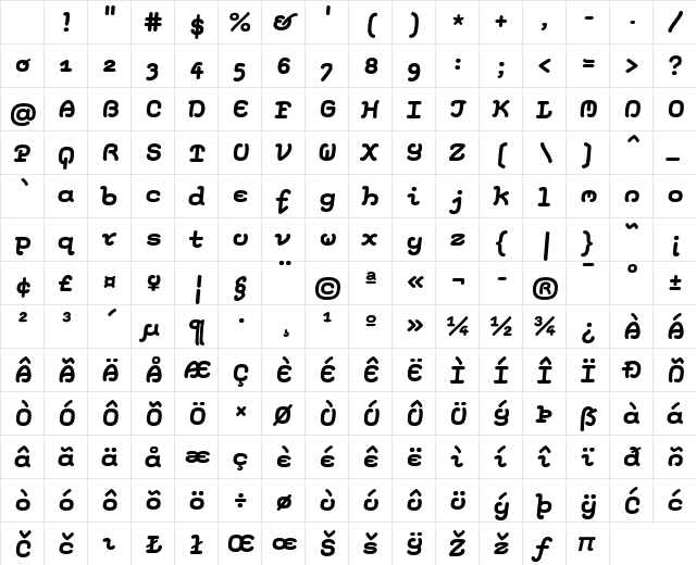 Elementis LT Std Bold Character Map Elementis LT Std Bold Character Map