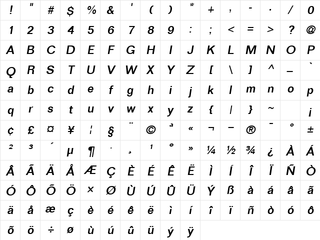 Elenchus Oblique Character Map