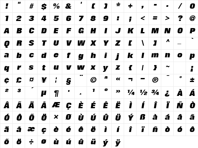 ElenchusBlack Oblique Character Map