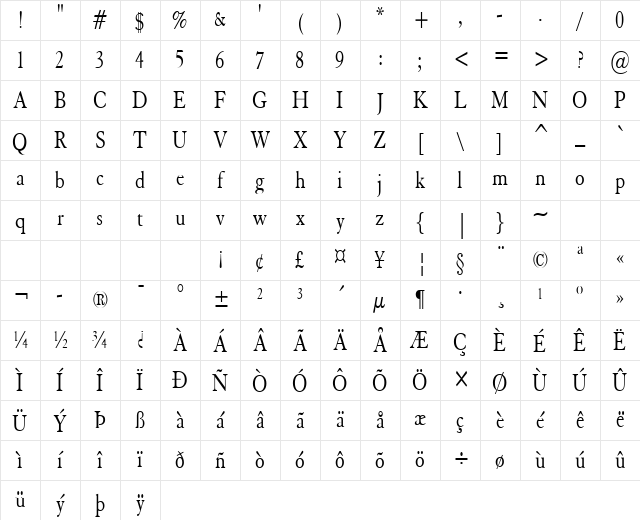 Elephant-Condensed Normal Character Map Elephant-Condensed Normal Character Map