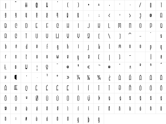 Elevant (by pelash) Bold Character Map