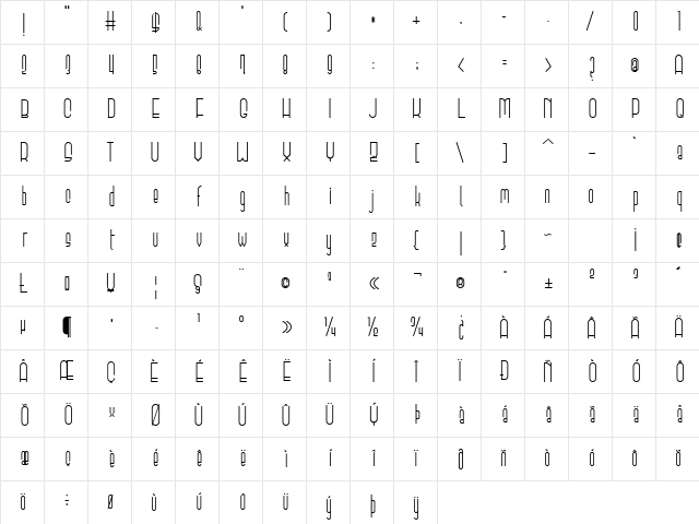 Elevant (by pelash) Regular Character Map