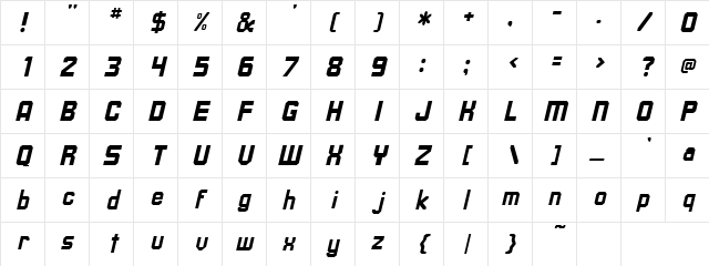 Eliza Oblique Character Map Eliza Oblique Character Map