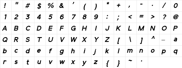 Elliot Sans BoldItalic Character Map Elliot Sans BoldItalic Character Map