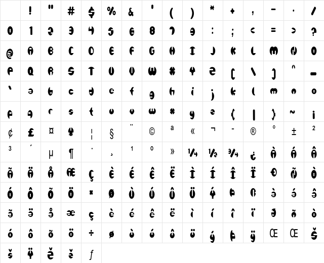 Ellipto Condensed Regular Character Map Ellipto Condensed Regular Character Map