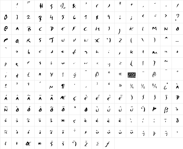 Elmore Regular Character Map Elmore Regular Character Map