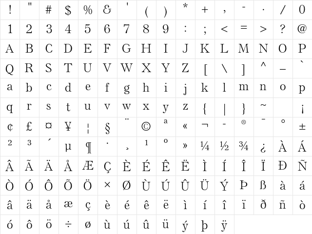Else NPL Std Light Character Map Else NPL Std Light Character Map