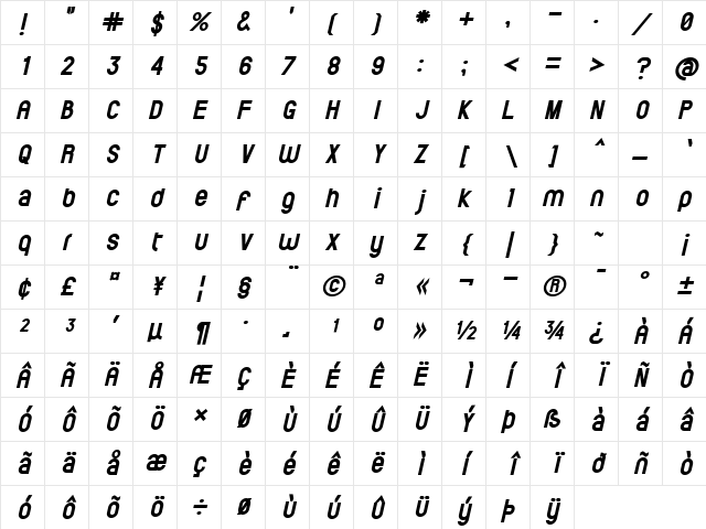 ElValle Bold-Italic Character Map ElValle Bold-Italic Character Map