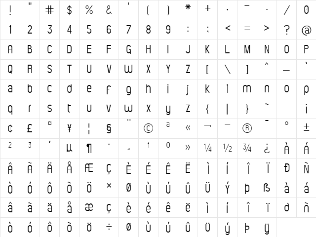ElValleLG Light Character Map