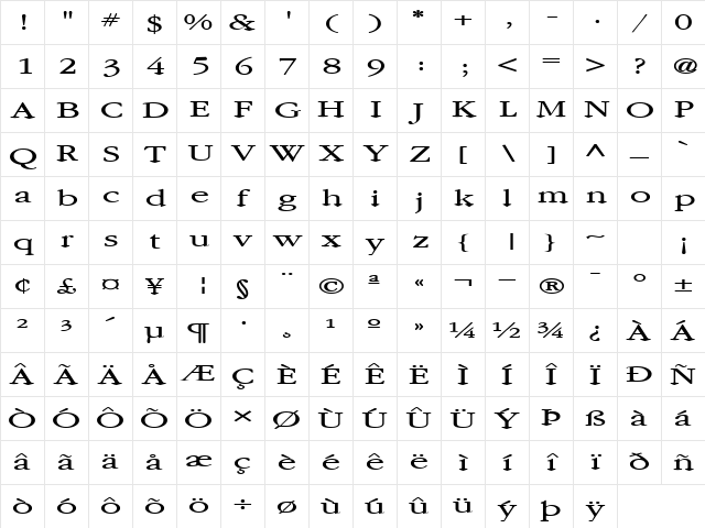 ElvisSaxHorn45 Bold Character Map