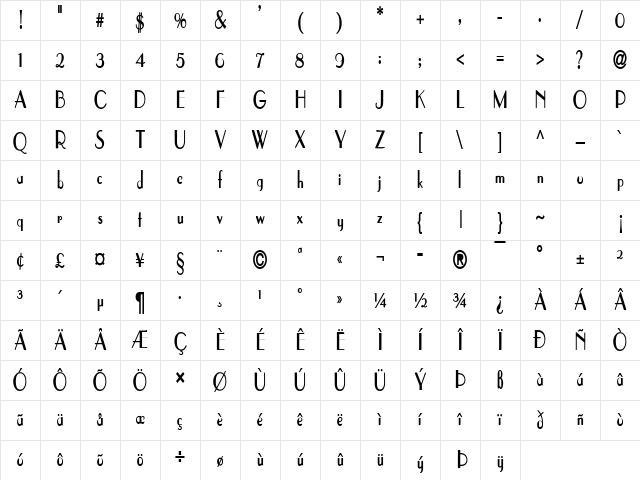 ElyseeCondensed Bold Character Map ElyseeCondensed Bold Character Map