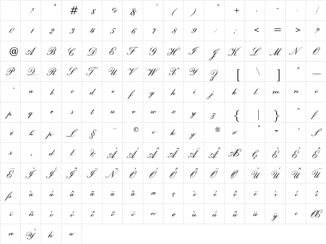 EmbassyOpti Regular Character Map EmbassyOpti Regular Character Map