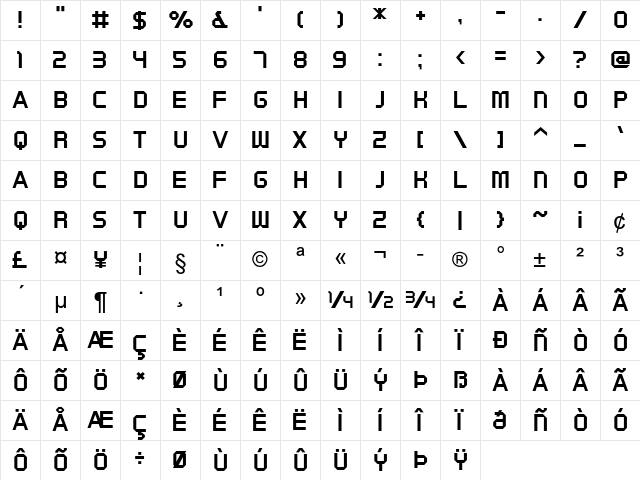 Embeda Regular Character Map