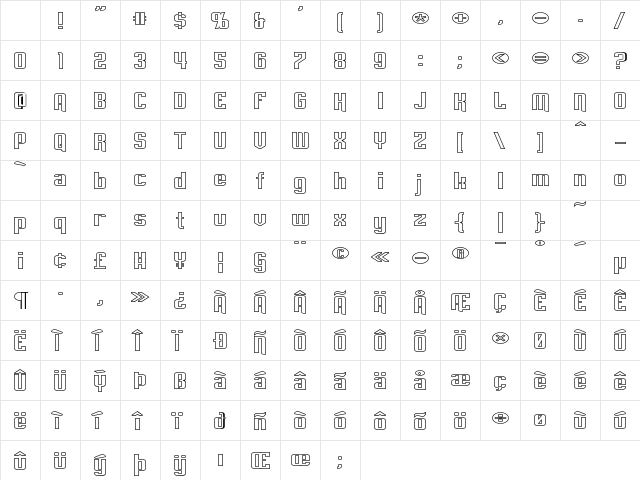 Empanada Extended Outline Regular Character Map Empanada Extended Outline Regular Character Map
