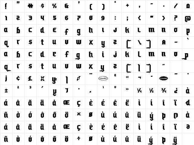 Empire Crown Regular Character Map
