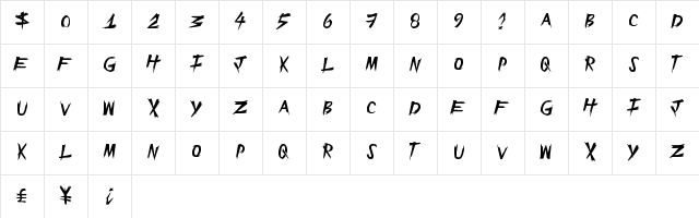 EpicSlash Regular Character Map