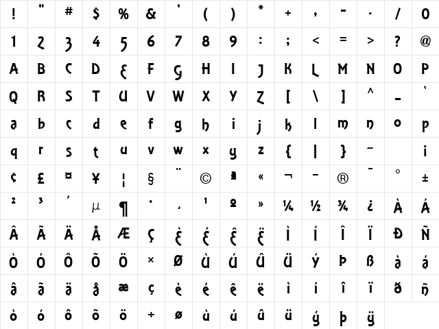 Equinox ICG Alt Regular Character Map