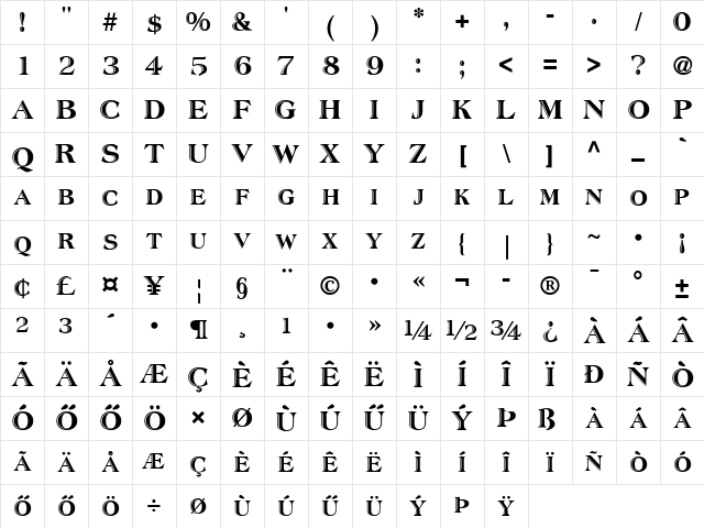 Atlantic-Inline HU Normal Character Map