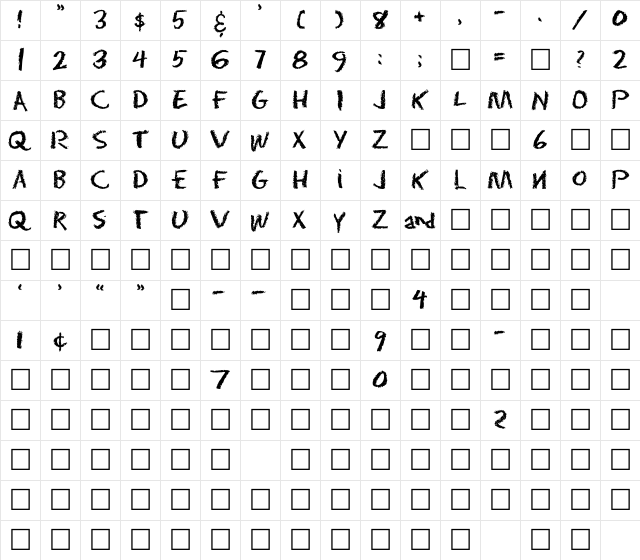Eraser Regular Character Map