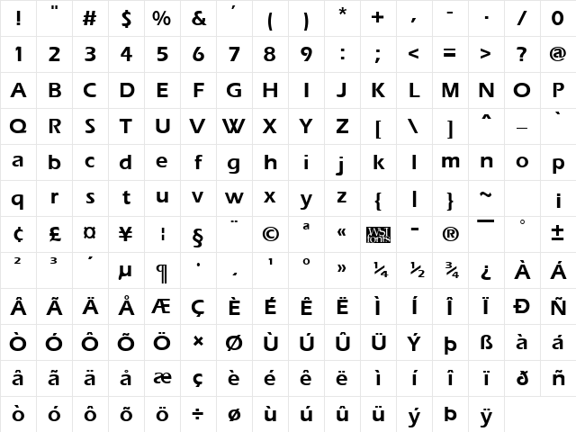 Ergoe Bold Character Map