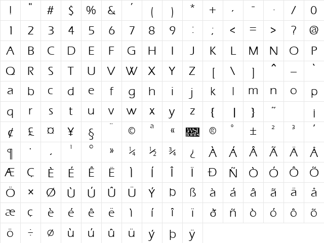 Ergoe Regular Character Map