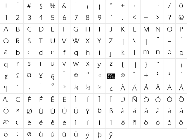 Ergoe Regular Character Map