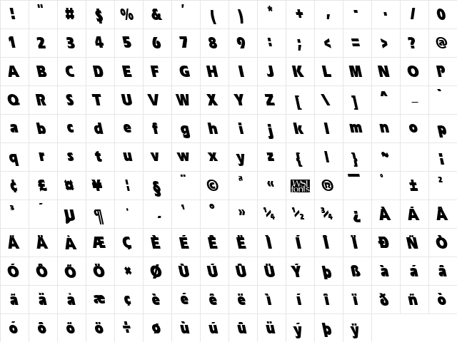 ErgoeBlackCondBS Regular Character Map