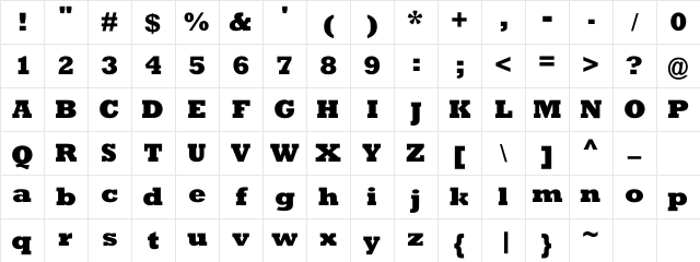 MemRockwell ExtraBold Character Map