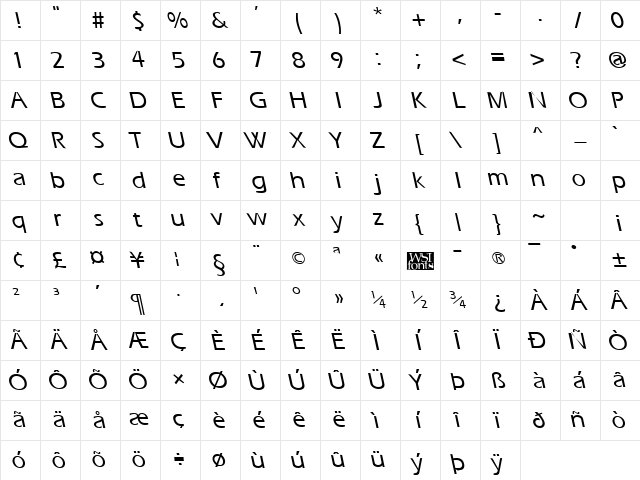 ErgoeMediumBS Regular Character Map