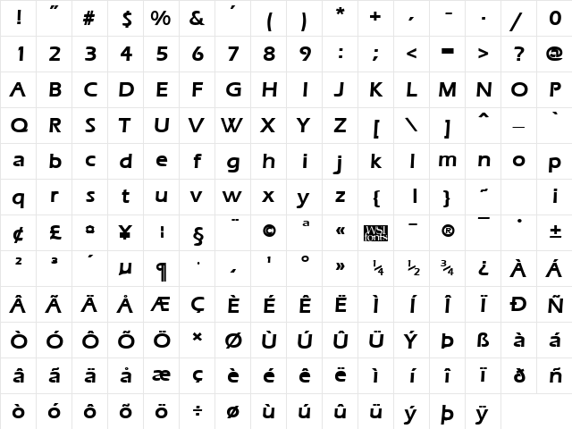 ErgoeMild Bold Character Map