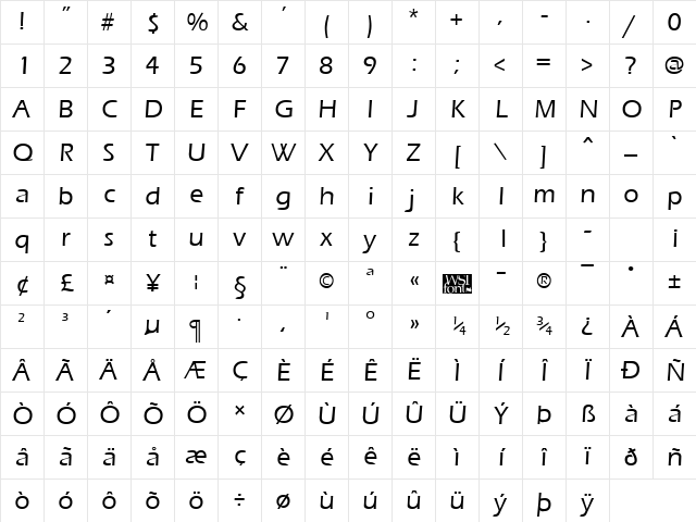 ErgoeMild Regular Character Map