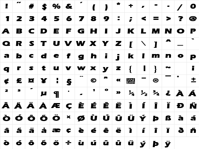 ErgoeMildBlackExpanded Regular Character Map ErgoeMildBlackExpanded Regular Character Map