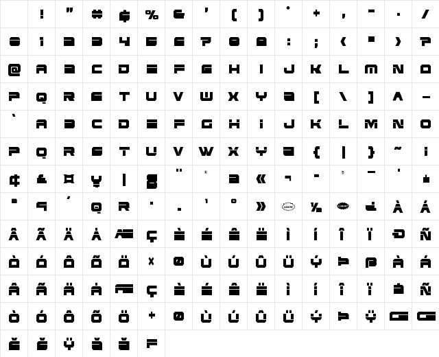 Eridanus Extra-Condensed Character Map Eridanus Extra-Condensed Character Map